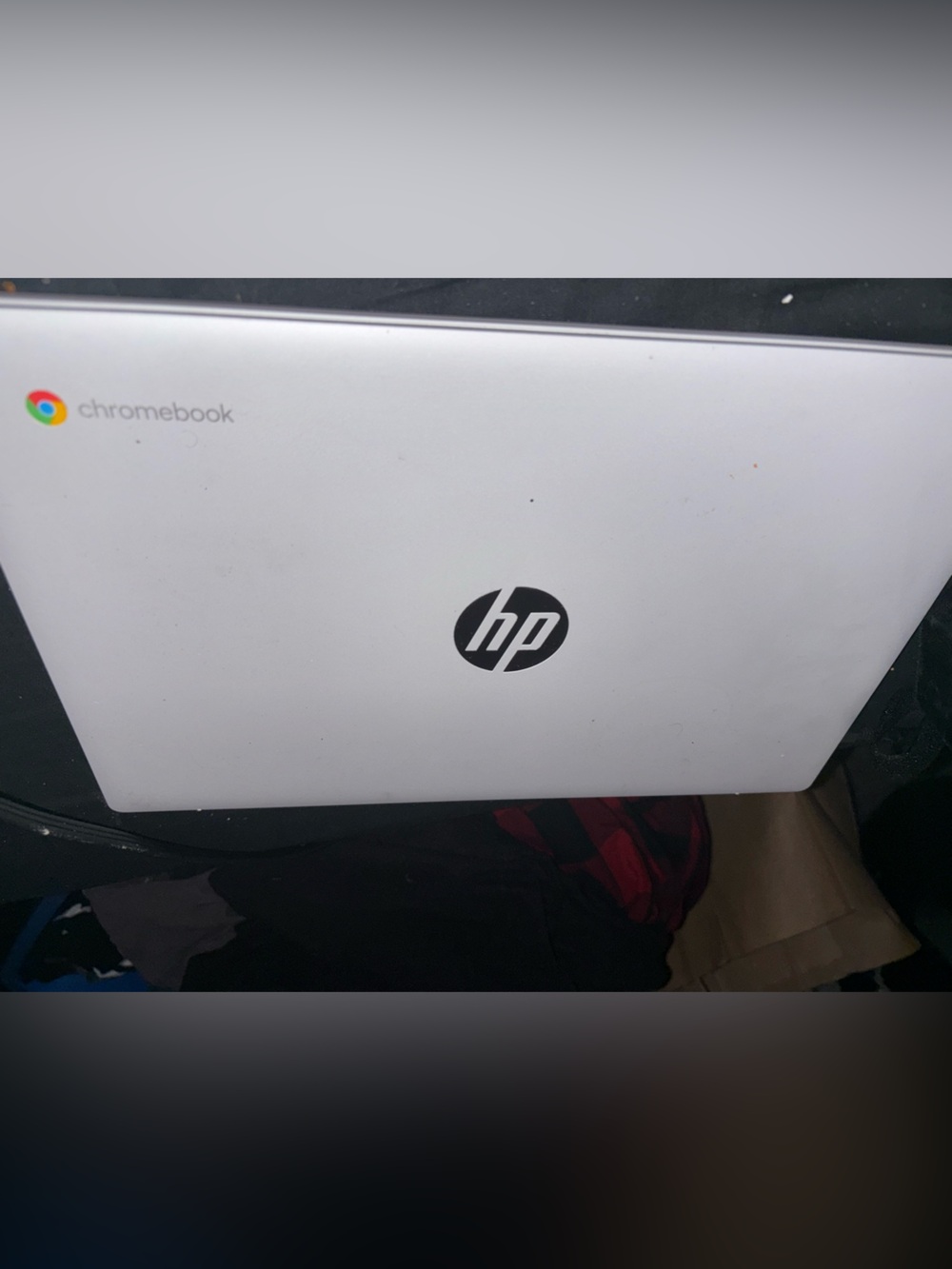 HP Chromebook White and Black Logo Laptop